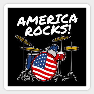 4th July Drummer America Rocks USA Flag Drums Magnet